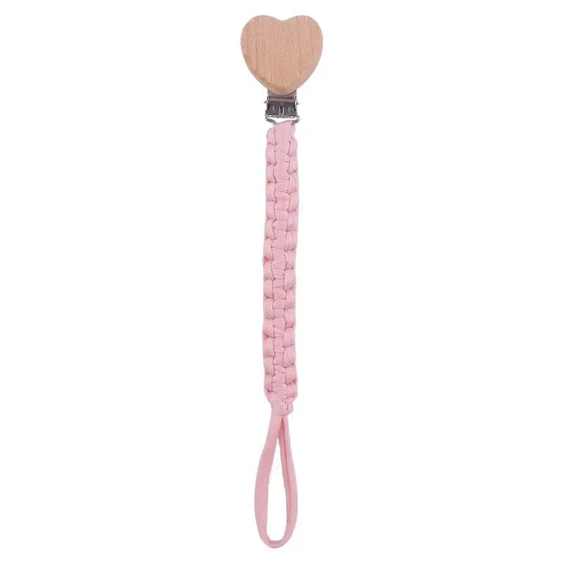 Attache tetine tissu tissage en bois