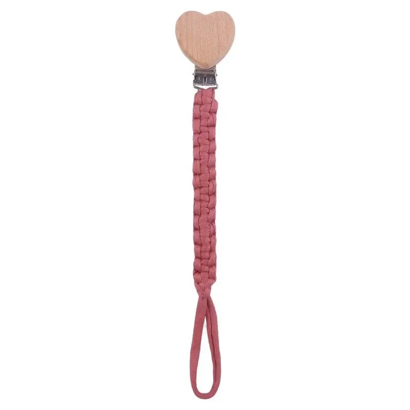 Attache tetine tissu tissage en bois
