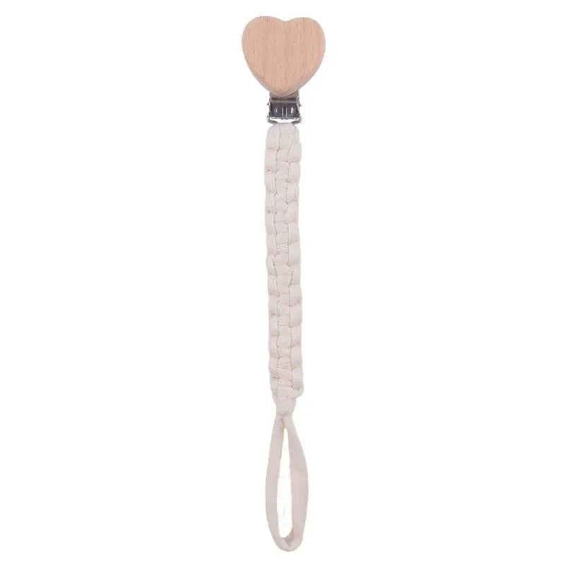 Attache tetine tissu tissage en bois