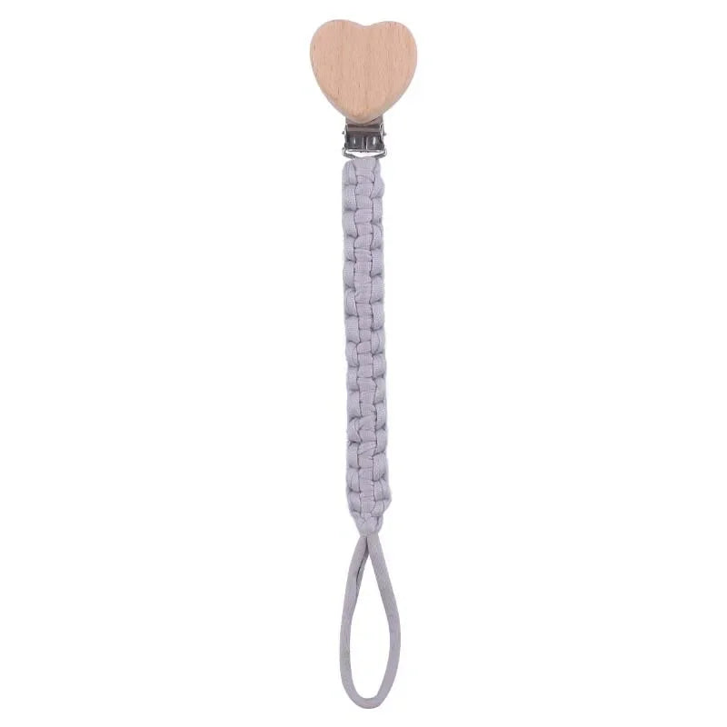 Attache tetine tissu tissage en bois