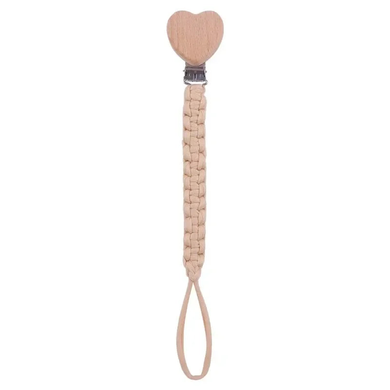 Attache tetine tissu tissage en bois