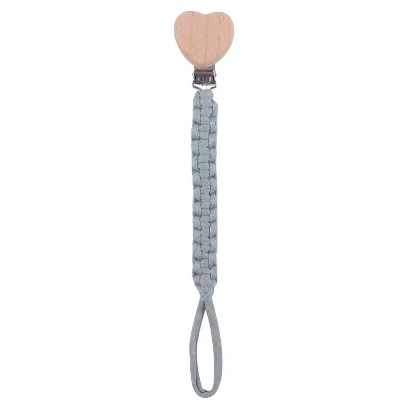 Attache tetine tissu tissage en bois