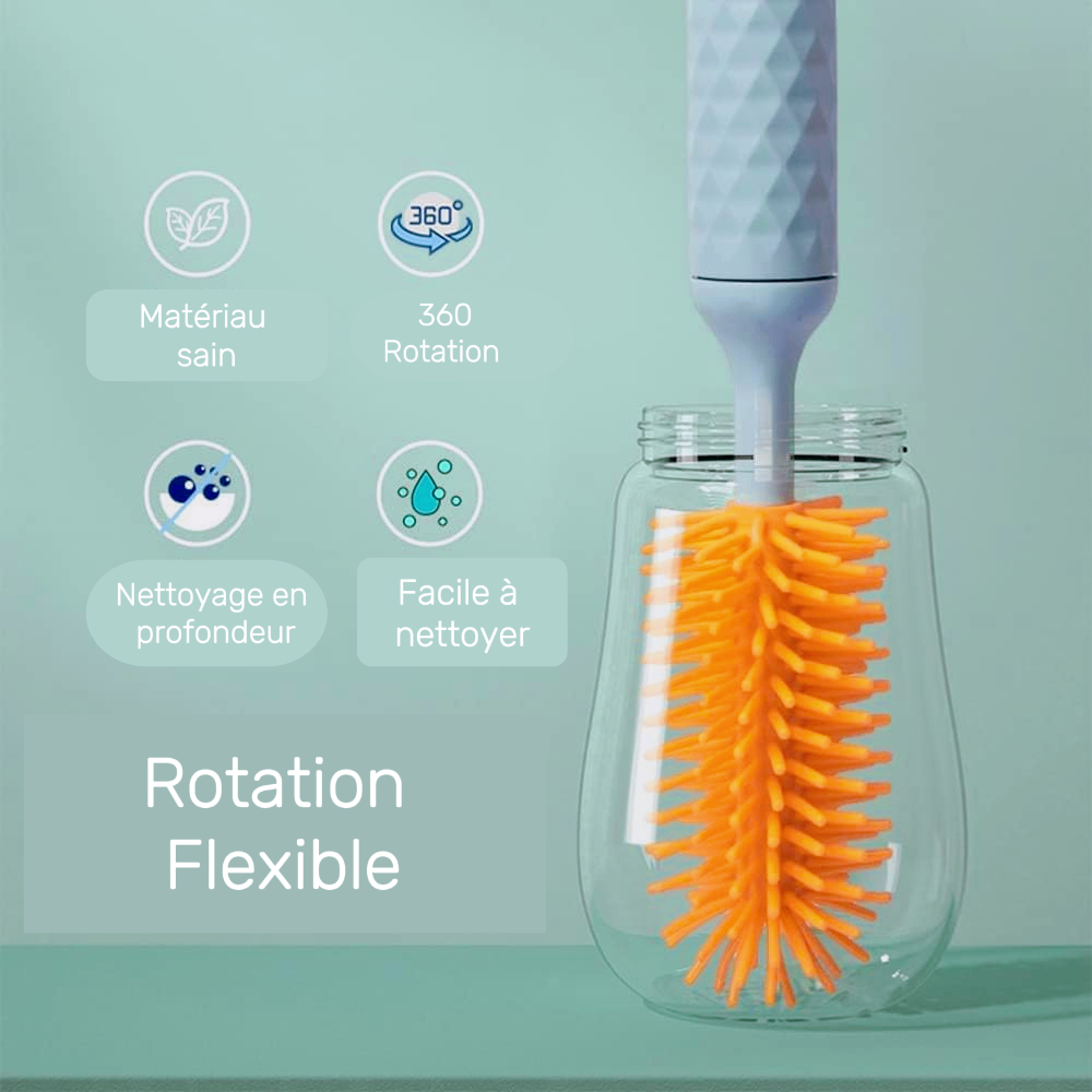 Brosse Électrique en Silicone : Ensemble 3 Pièces pour le Nettoyage des Biberons