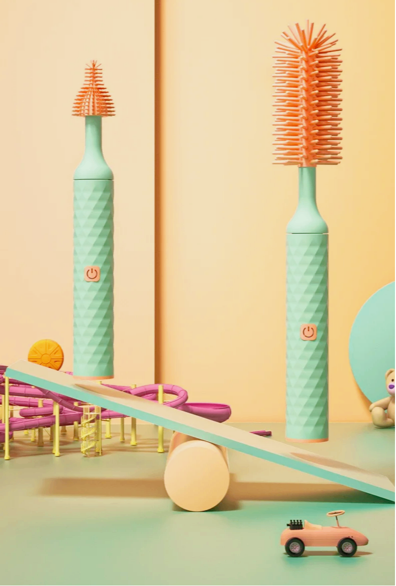 Brosse Électrique en Silicone : Ensemble 3 Pièces pour le Nettoyage des Biberons