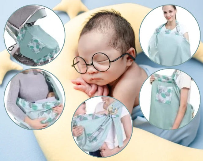 Porte-Bébé Wrap Nouveau-Né 2 En 1 : Couverture d'Allaitement et Porte-Bébé